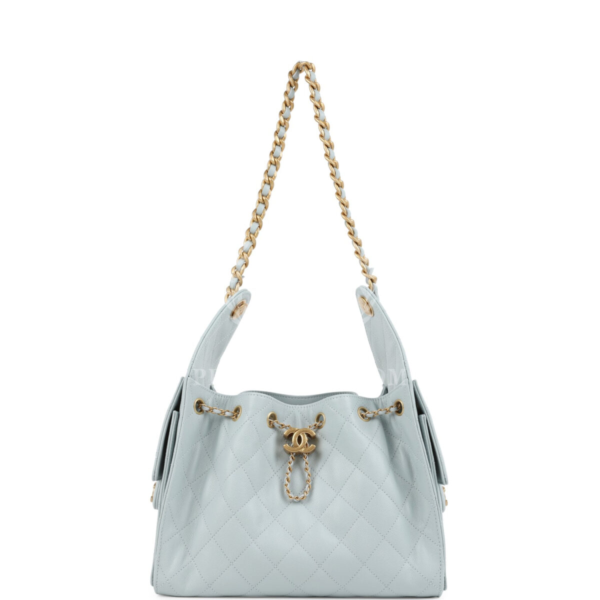 Chanel Small 25 Hobo Bag Light Blue Caviar Antique Gold Hardware — изображение 7