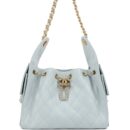Chanel Small 25 Hobo Bag Light Blue Caviar Antique Gold Hardware