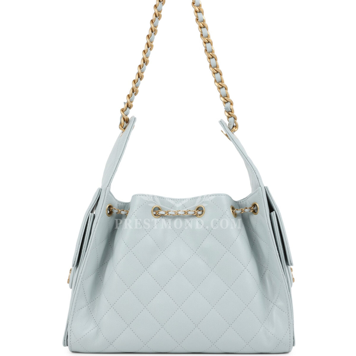 Chanel Small 25 Hobo Bag Light Blue Caviar Antique Gold Hardware — изображение 4