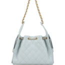 Chanel Small 25 Hobo Bag Light Blue Caviar Antique Gold Hardware