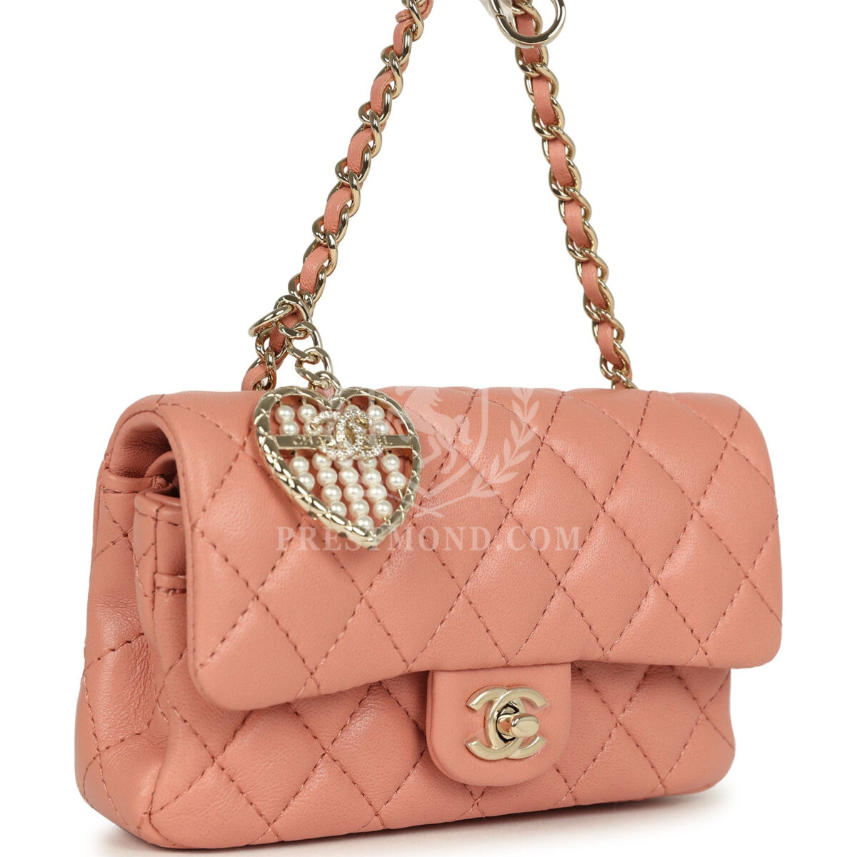 Chanel Nano Classic Double Flap Bag Charm Pink Lambskin Light Gold Hardware — изображение 2