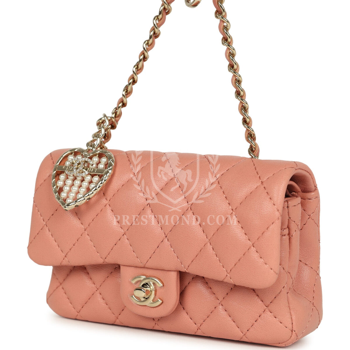 Chanel Nano Classic Double Flap Bag Charm Pink Lambskin Light Gold Hardware — изображение 5