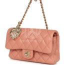 Chanel Nano Classic Double Flap Bag Charm Pink Lambskin Light Gold Hardware