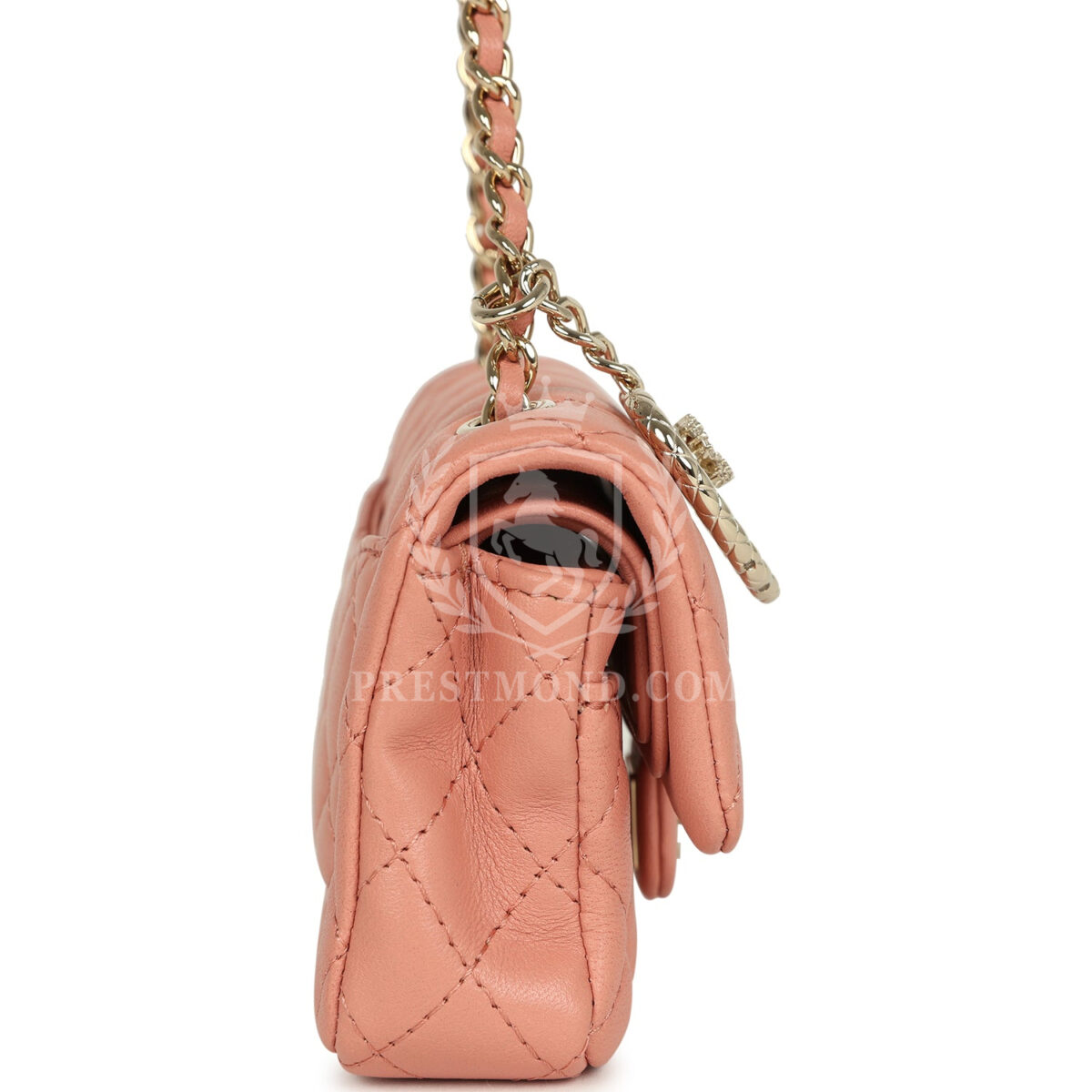 Chanel Nano Classic Double Flap Bag Charm Pink Lambskin Light Gold Hardware — изображение 3