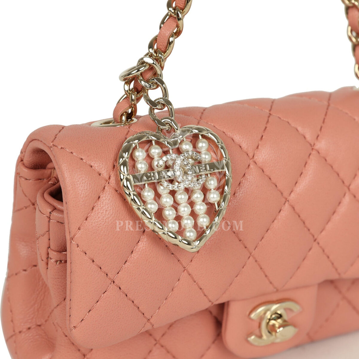 Chanel Nano Classic Double Flap Bag Charm Pink Lambskin Light Gold Hardware — изображение 6