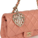 Chanel Nano Classic Double Flap Bag Charm Pink Lambskin Light Gold Hardware