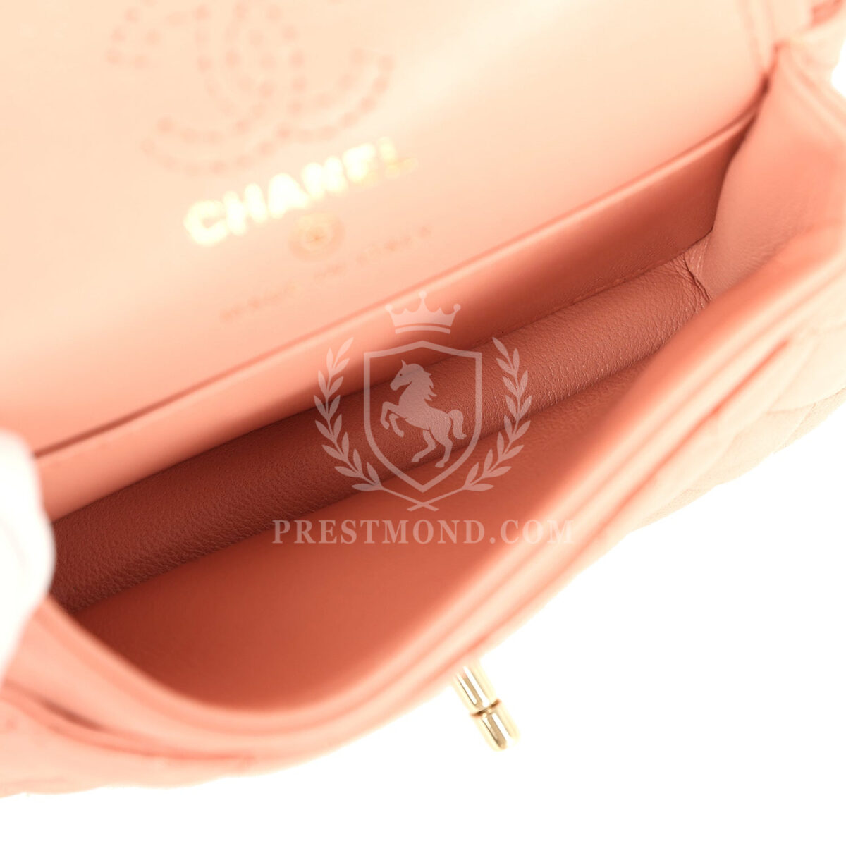 Chanel Nano Classic Double Flap Bag Charm Pink Lambskin Light Gold Hardware — изображение 9