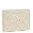 Chanel Classic Card Holder Wallet Iridescent Ivory Lambskin Light Gold Hardware