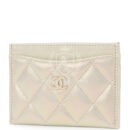 Chanel Classic Card Holder Wallet Iridescent Ivory Lambskin Light Gold Hardware