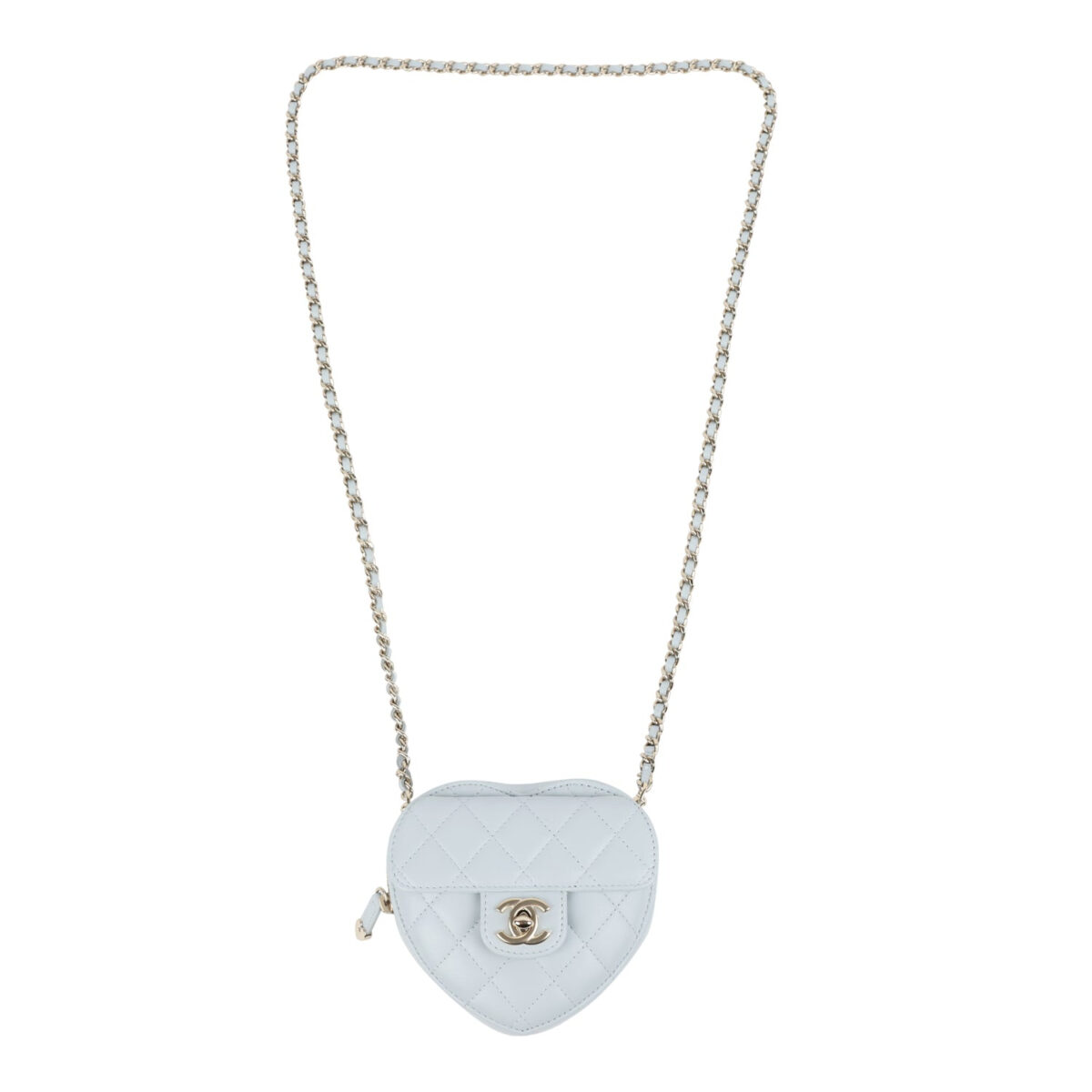 Chanel CC In Love Small Heart Bag with Chain Light Blue Lambskin Light Gold Hardware — изображение 7