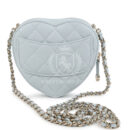 Chanel CC In Love Small Heart Bag with Chain Light Blue Lambskin Light Gold Hardware