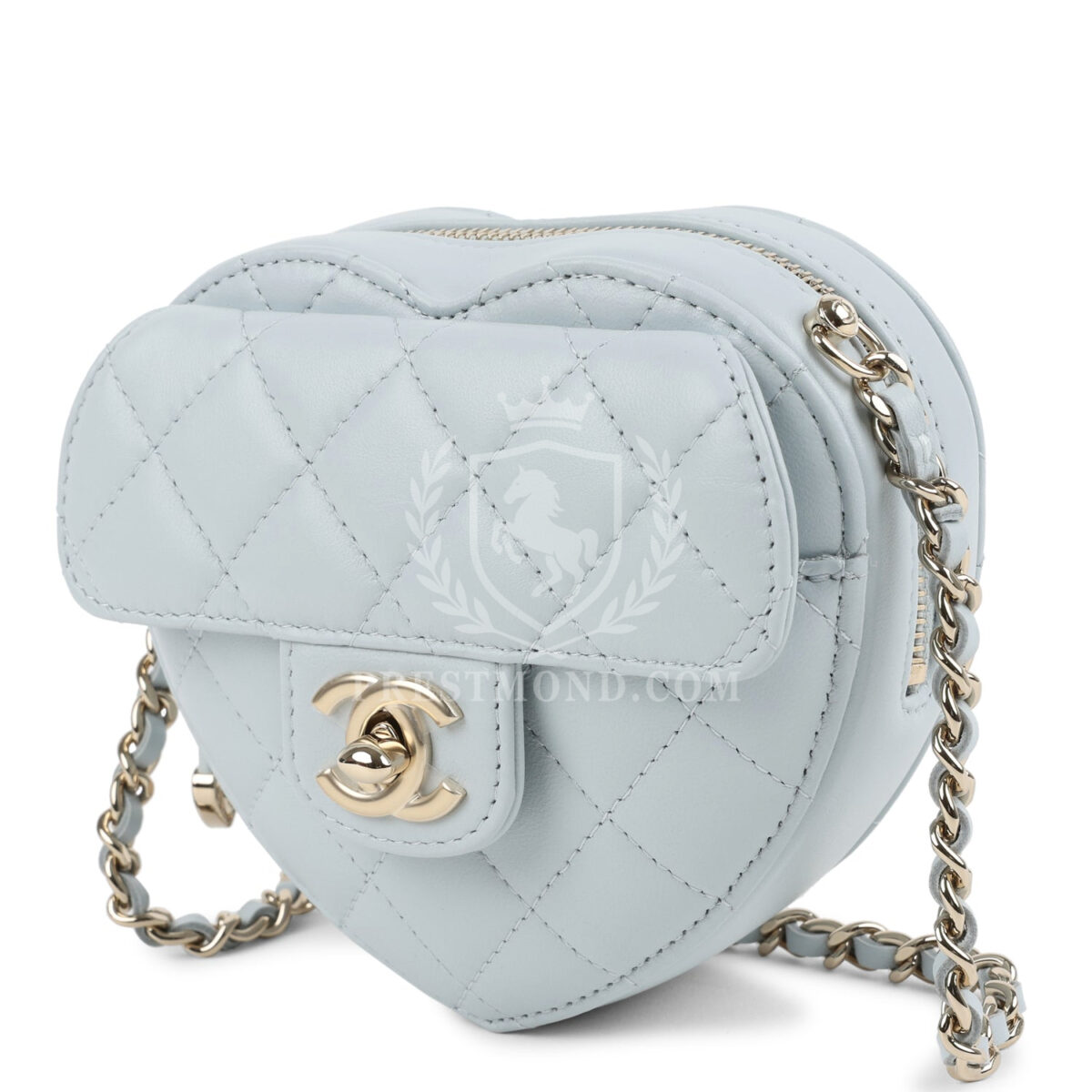 Chanel CC In Love Small Heart Bag with Chain Light Blue Lambskin Light Gold Hardware — изображение 5