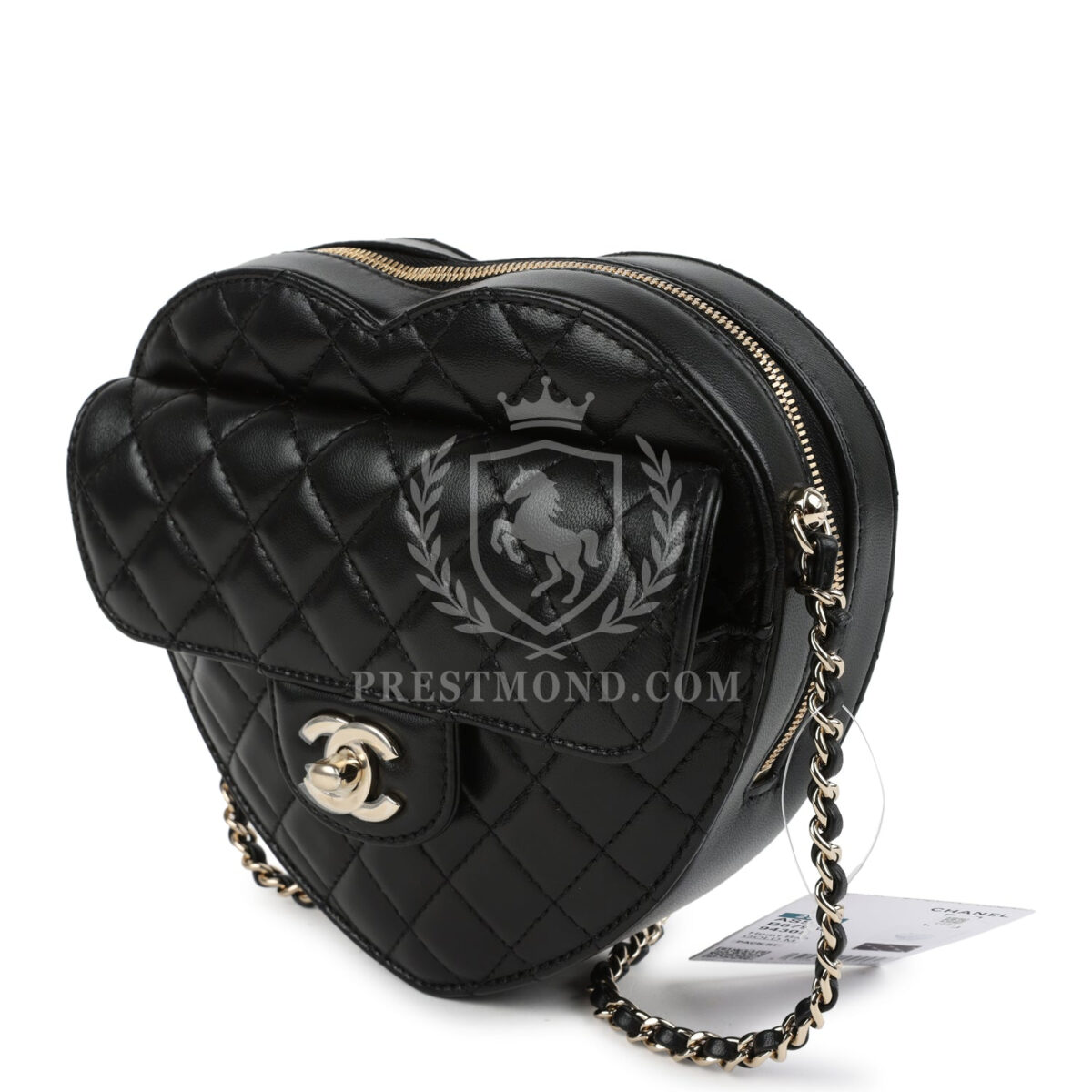 Chanel CC In Love Large Heart Bag with Chain Black Lambskin Light Gold Hardware — изображение 5