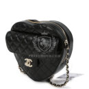 Chanel CC In Love Large Heart Bag with Chain Black Lambskin Light Gold Hardware