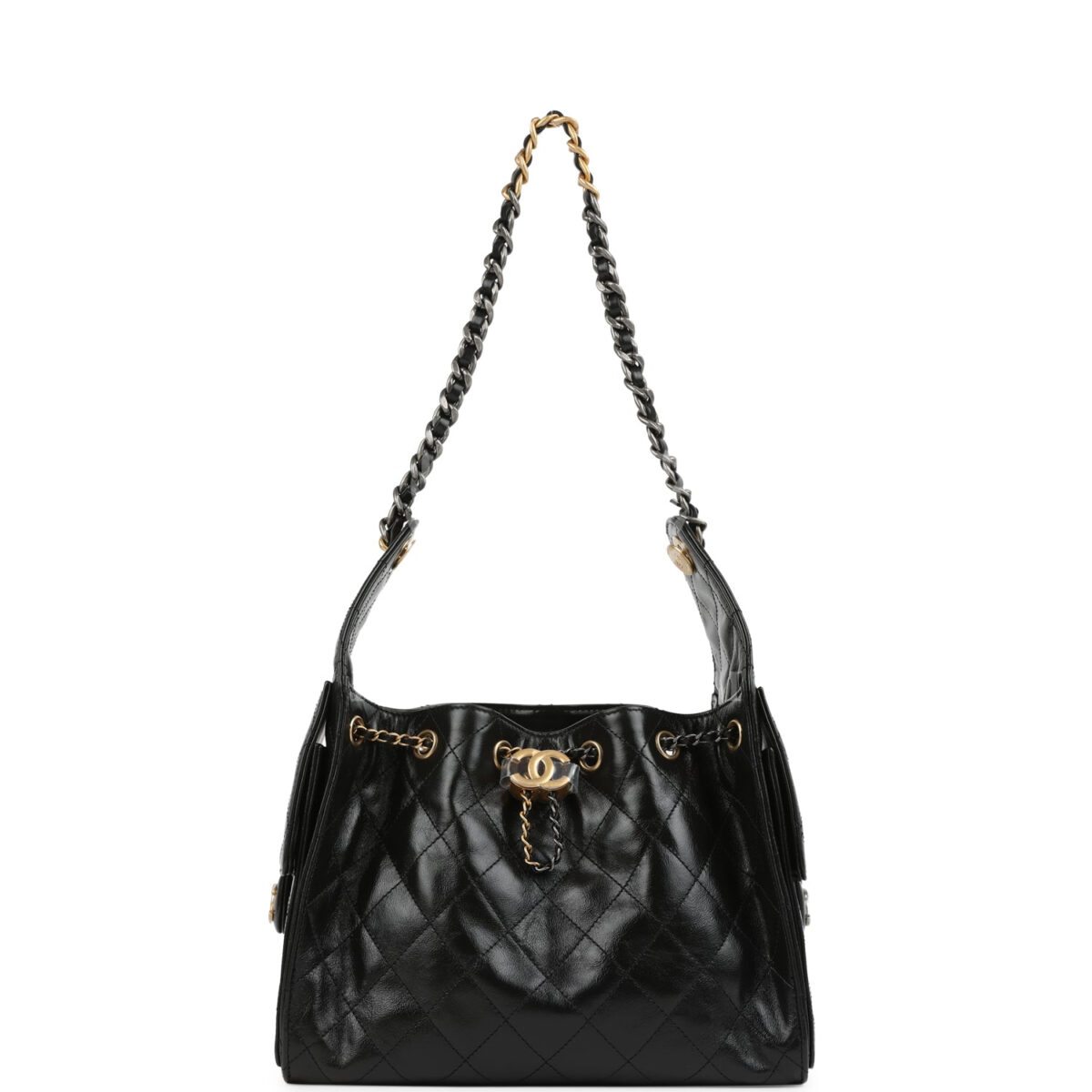 Chanel Small 25 Hobo Bag Black Shiny Crumpled Calfskin Mixed Metal Hardware — изображение 7