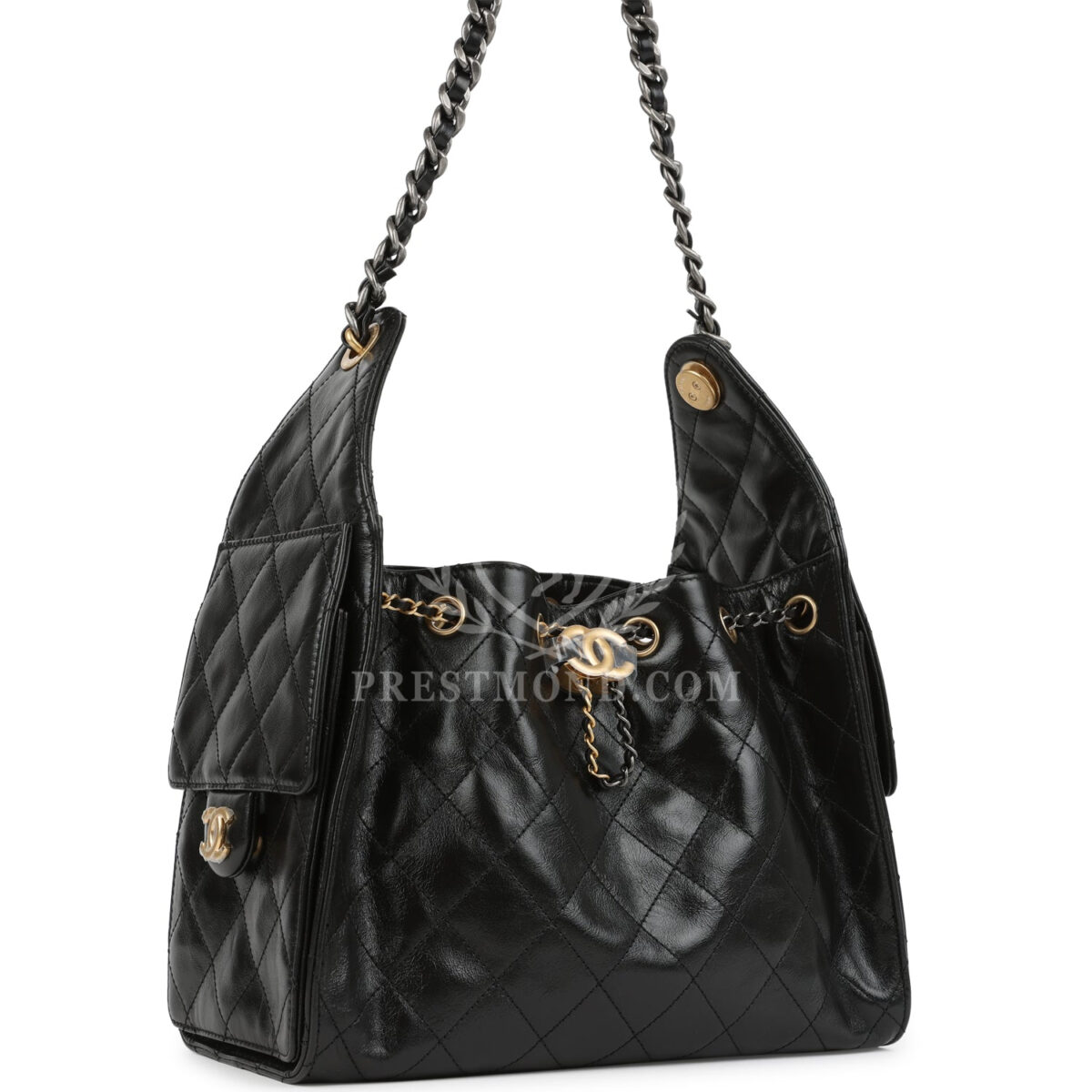 Chanel Small 25 Hobo Bag Black Shiny Crumpled Calfskin Mixed Metal Hardware — изображение 2