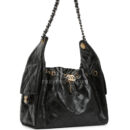 Chanel Small 25 Hobo Bag Black Shiny Crumpled Calfskin Mixed Metal Hardware