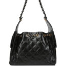 Chanel Small 25 Hobo Bag Black Shiny Crumpled Calfskin Mixed Metal Hardware