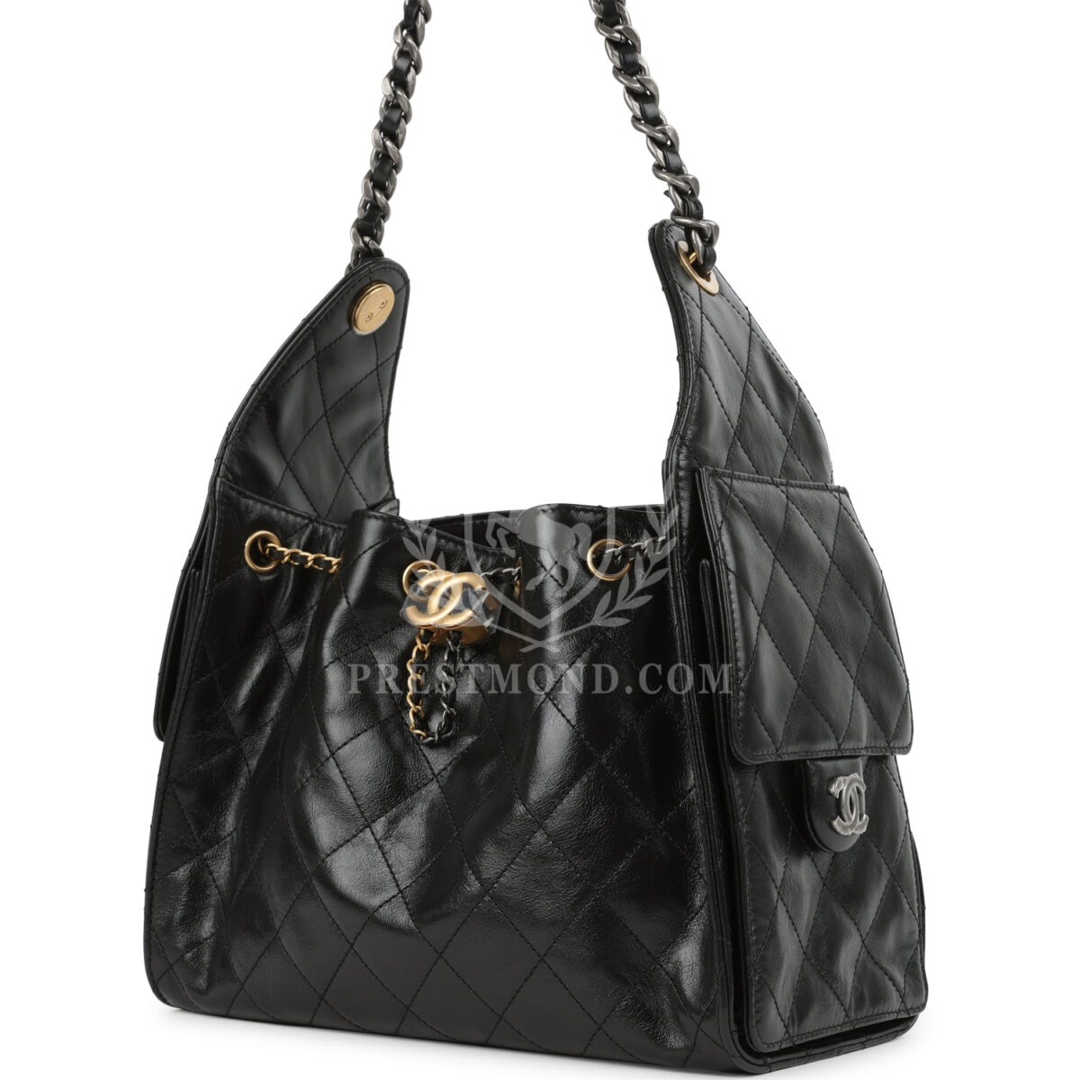 Chanel Small 25 Hobo Bag Black Shiny Crumpled Calfskin Mixed Metal Hardware — изображение 5
