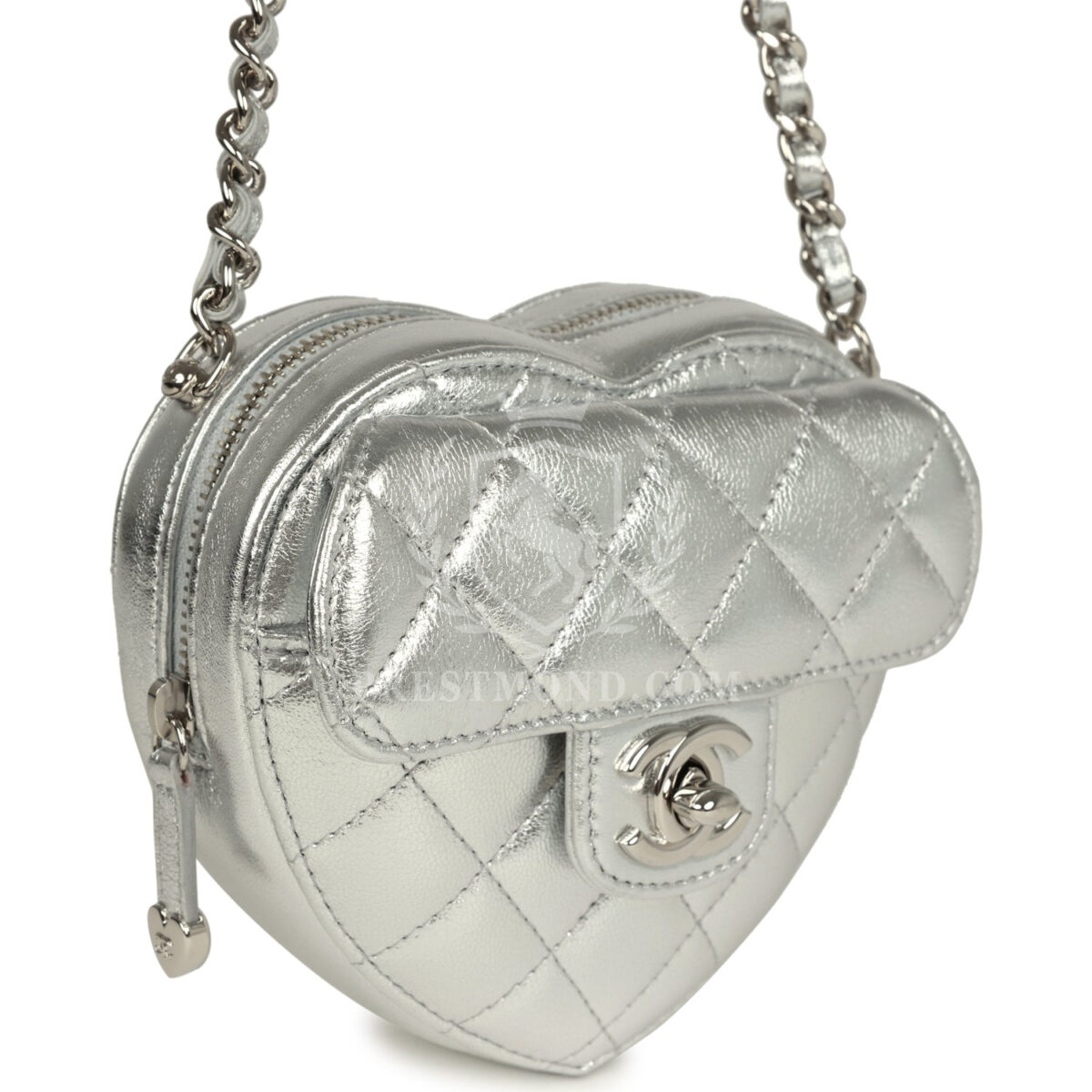 Chanel CC In Love Small Heart Bag with Chain Silver Metallic Lambskin Silver Hardware — изображение 2