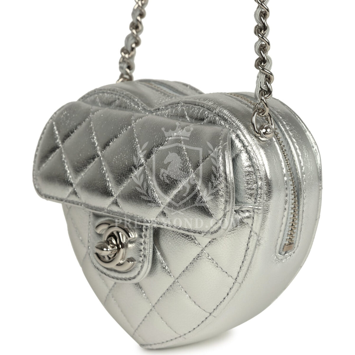 Chanel CC In Love Small Heart Bag with Chain Silver Metallic Lambskin Silver Hardware — изображение 5