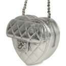 Chanel CC In Love Small Heart Bag with Chain Silver Metallic Lambskin Silver Hardware