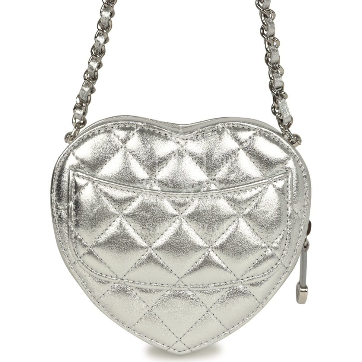 Chanel CC In Love Small Heart Bag with Chain Silver Metallic Lambskin Silver Hardware — изображение 4