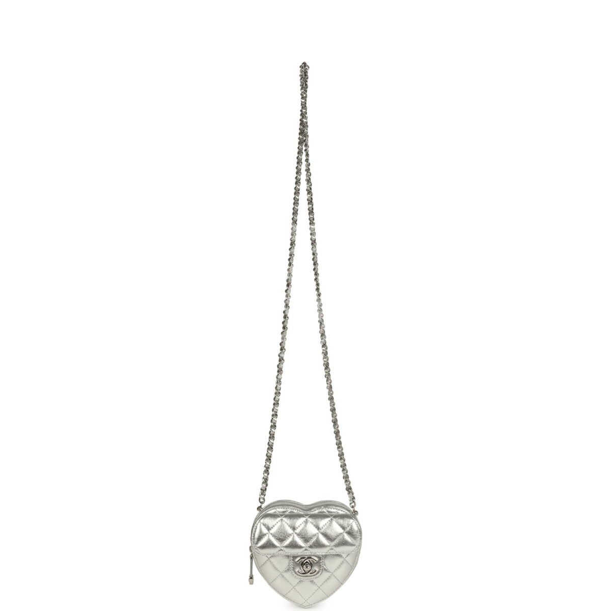 Chanel CC In Love Small Heart Bag with Chain Silver Metallic Lambskin Silver Hardware — изображение 6