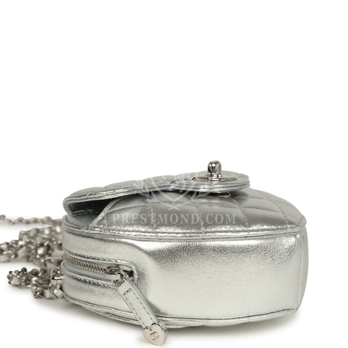 Chanel CC In Love Small Heart Bag with Chain Silver Metallic Lambskin Silver Hardware — изображение 7