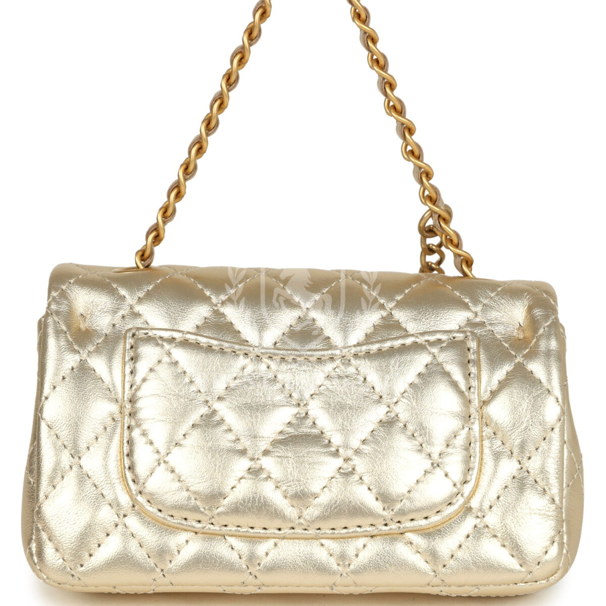 Chanel Nano Classic Double Flap Bag Charm Gold Metallic Calfskin Brushed Gold Hardware — изображение 4