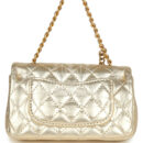 Chanel Nano Classic Double Flap Bag Charm Gold Metallic Calfskin Brushed Gold Hardware