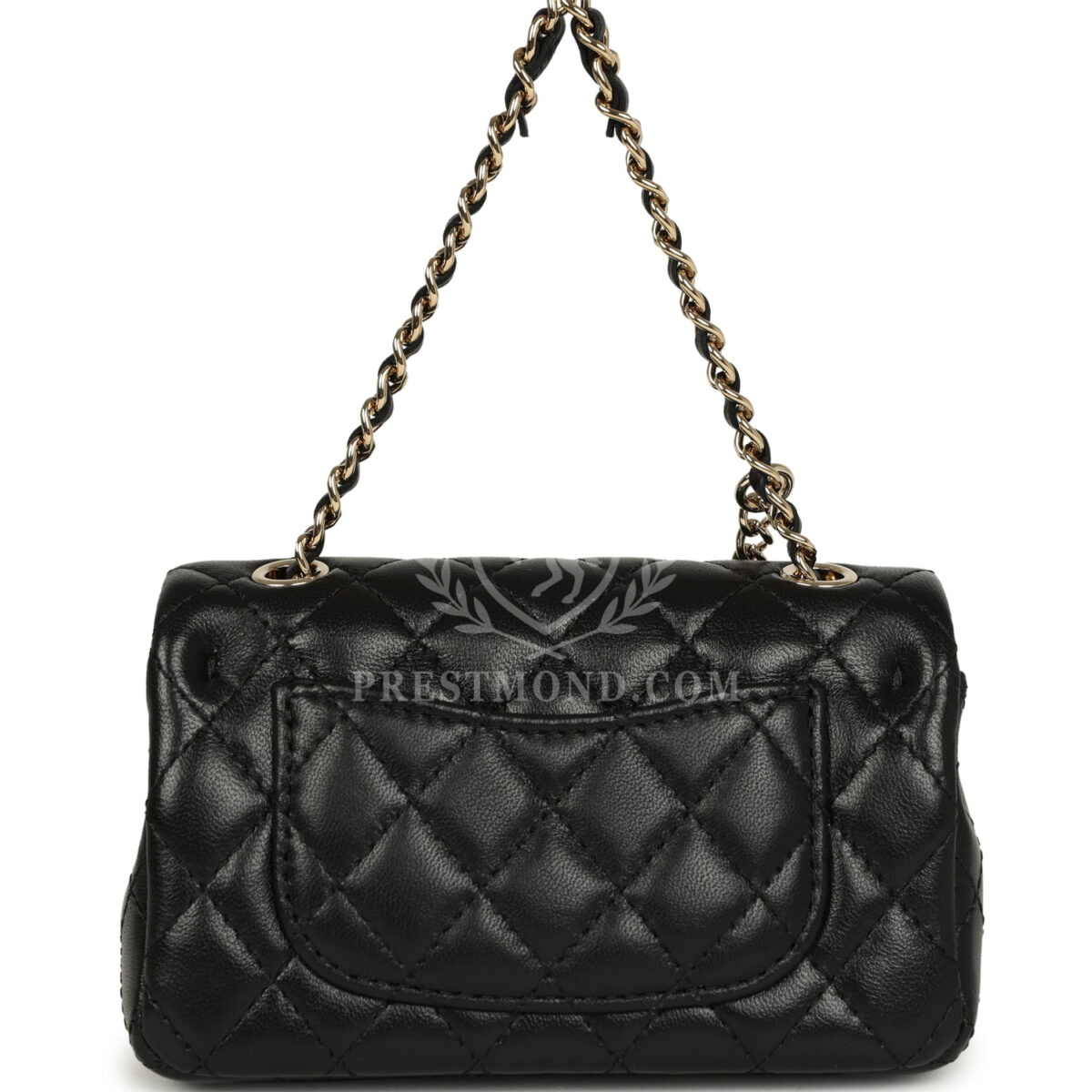 Chanel Nano Classic Double Flap Bag Charm Black Lambskin Light Gold Hardware — изображение 4