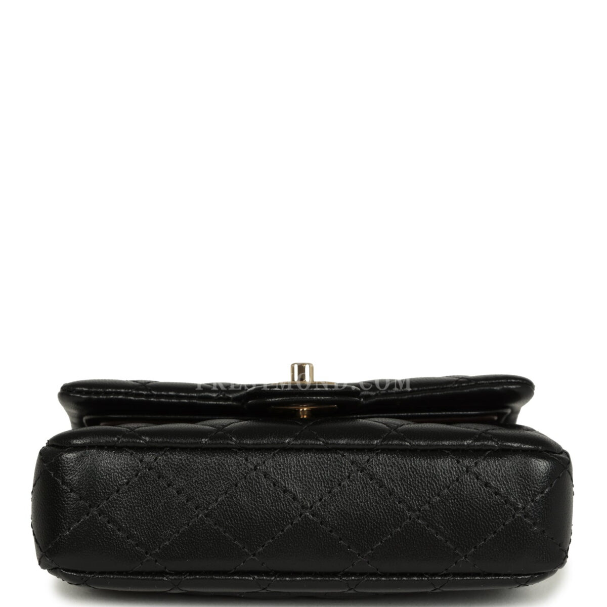 Chanel Nano Classic Double Flap Bag Charm Black Lambskin Light Gold Hardware — изображение 7