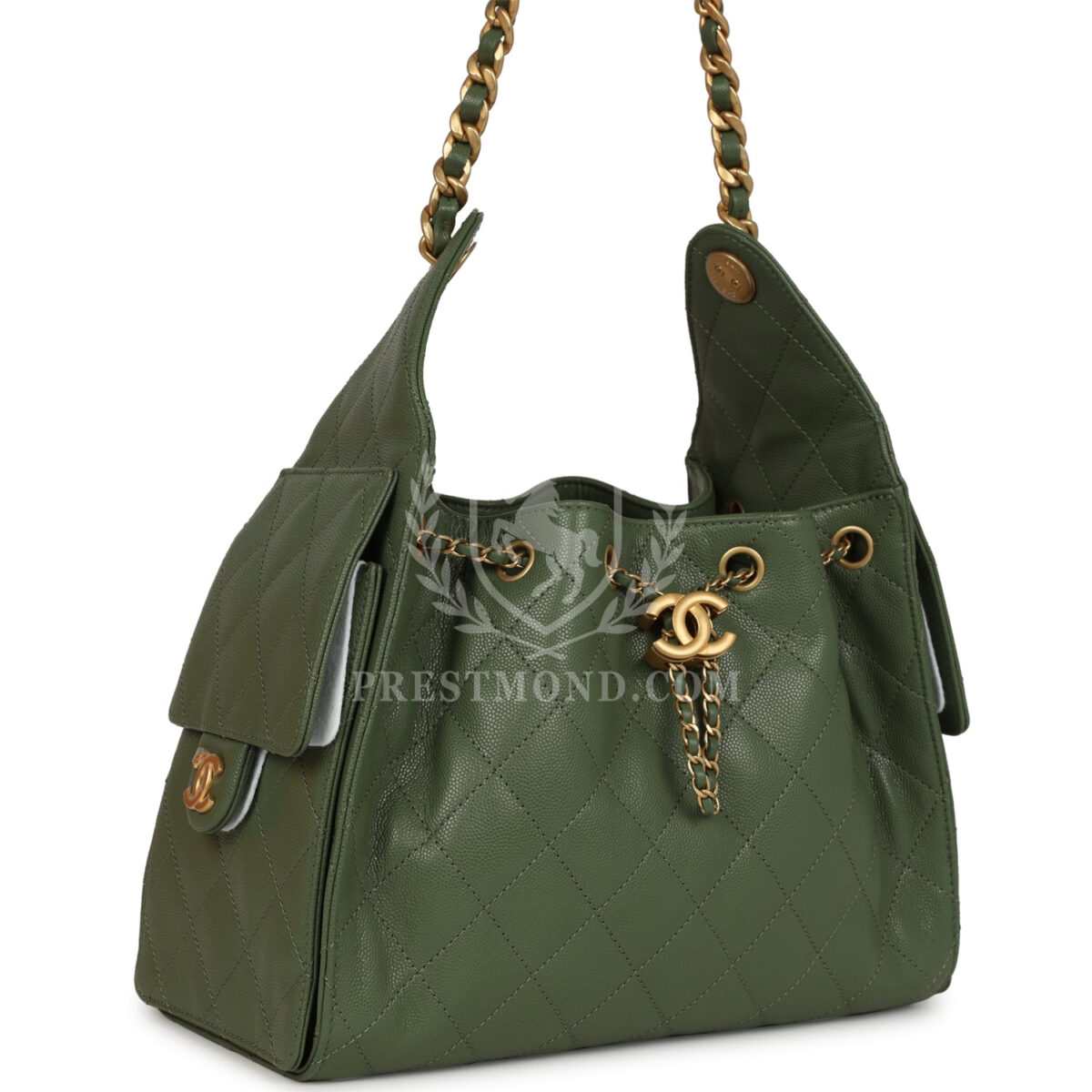 Chanel Small 25 Hobo Bag Khaki Caviar Antique Gold Hardware — изображение 2