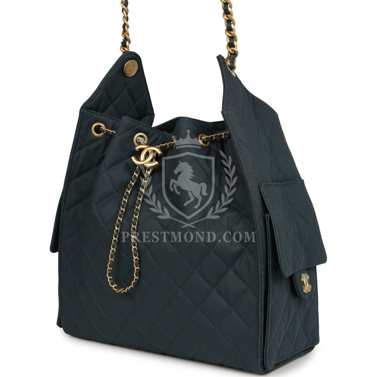 Chanel Medium 25 Hobo Bag Dark Blue Toile Canvas Antique Gold Hardware — изображение 5