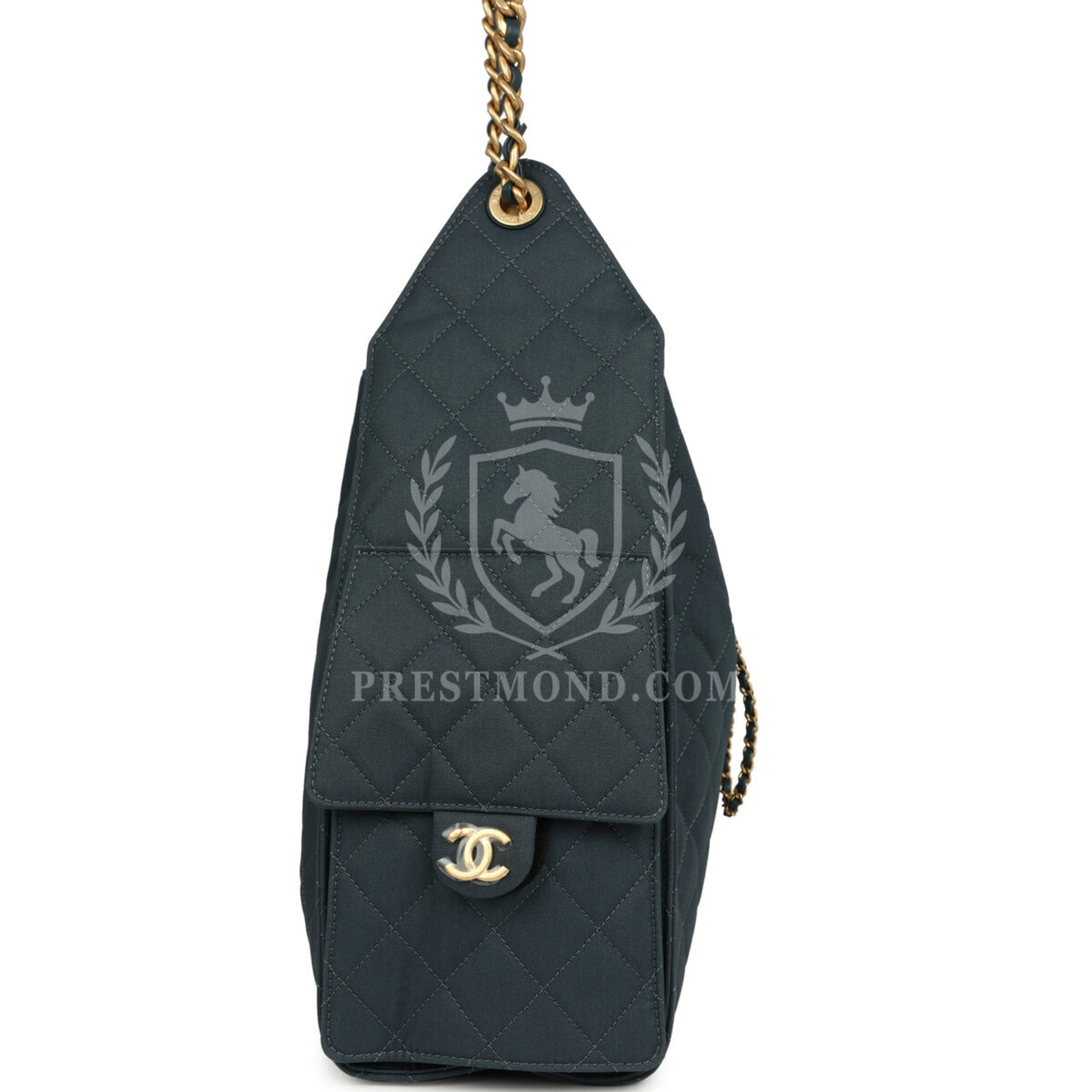 Chanel Medium 25 Hobo Bag Dark Blue Toile Canvas Antique Gold Hardware — изображение 3