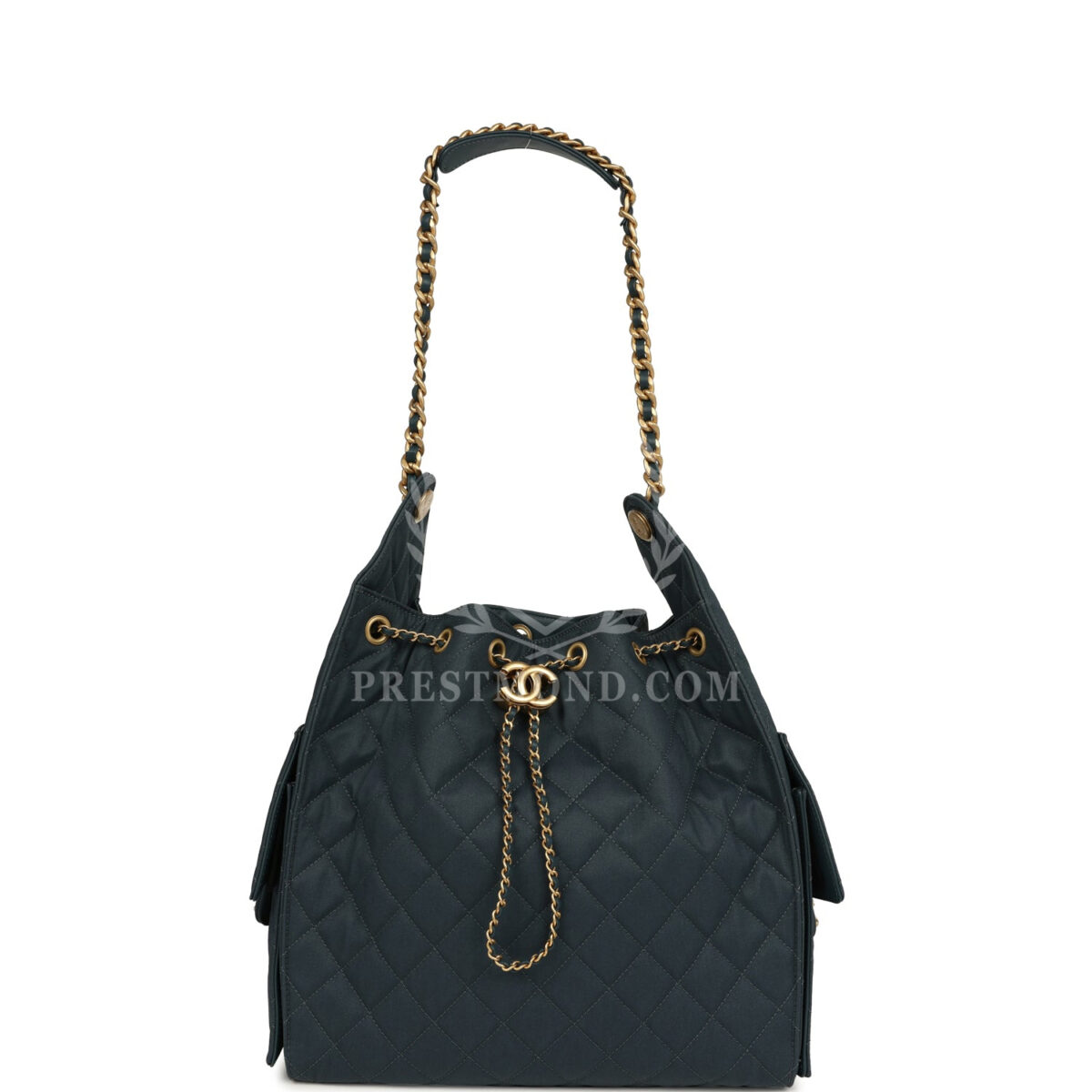 Chanel Medium 25 Hobo Bag Dark Blue Toile Canvas Antique Gold Hardware — изображение 7