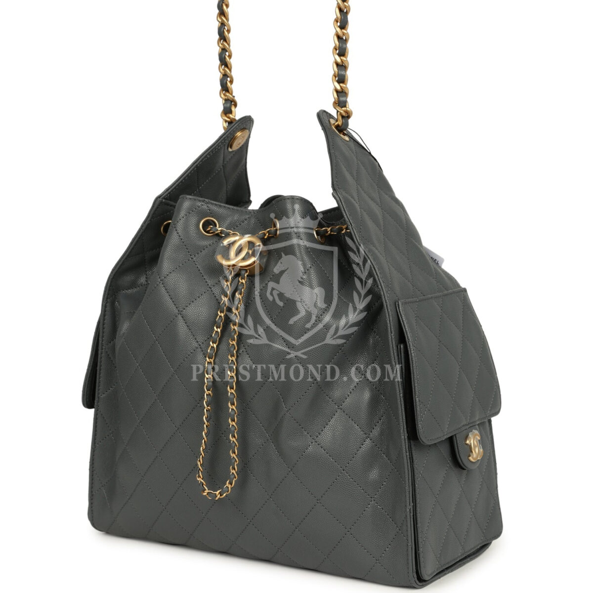 Chanel Medium 25 Hobo Bag Dark Grey Caviar Antique Gold Hardware — изображение 5