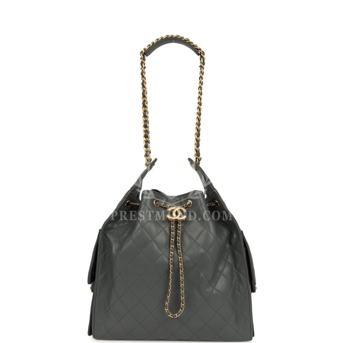 Chanel Medium 25 Hobo Bag Dark Grey Caviar Antique Gold Hardware — изображение 7