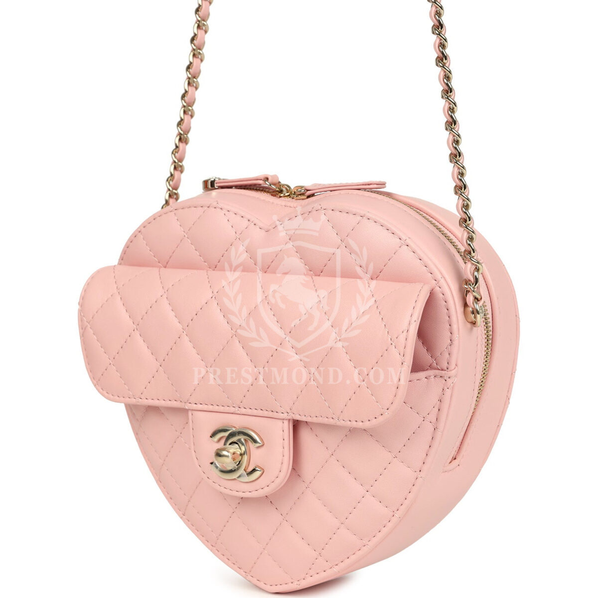 Chanel CC In Love Large Heart Bag with Chain Light Pink Lambskin Light Gold Hardware — изображение 5