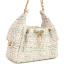 Chanel Small 25 Hobo Bag White Multicolored Tweed Antique Gold Hardware