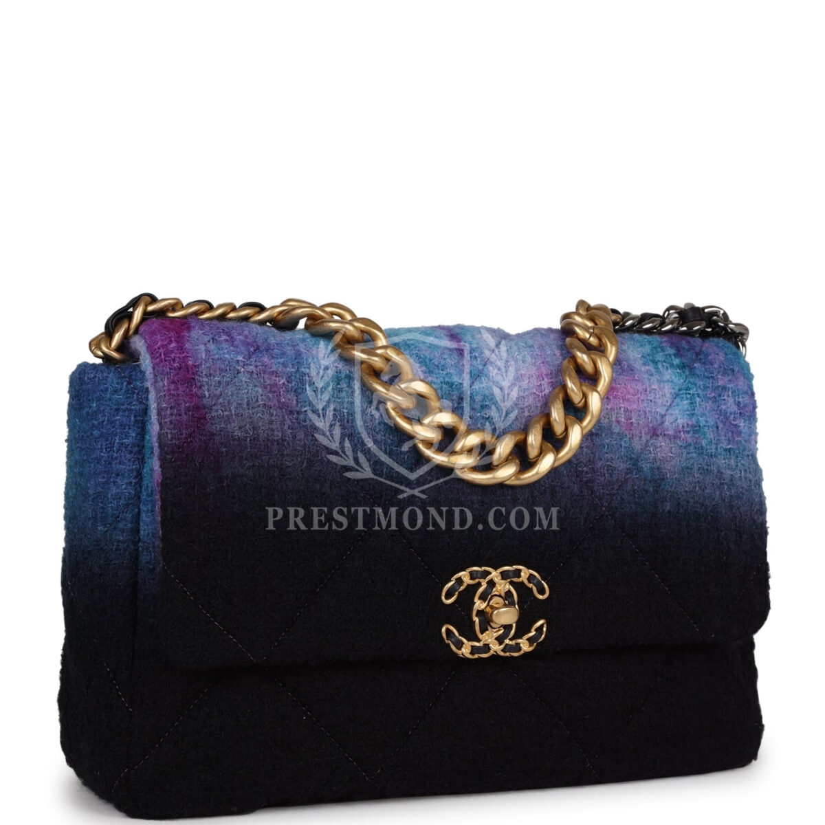 Chanel Large 19 Flap Bag Purple and Blue Wool Tweed Mixed Hardware — изображение 2
