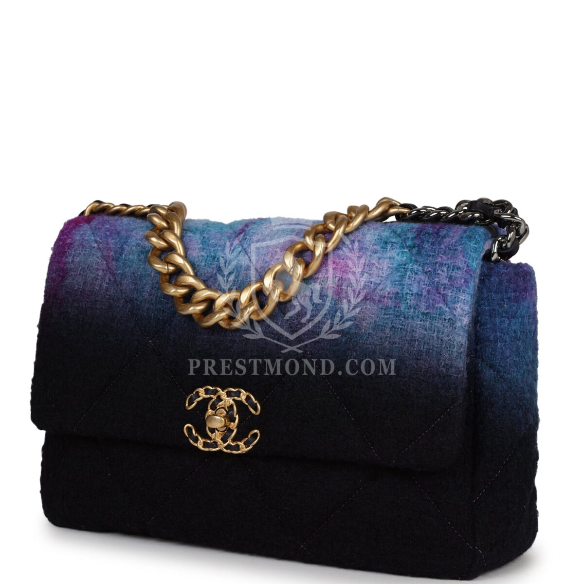 Chanel Large 19 Flap Bag Purple and Blue Wool Tweed Mixed Hardware — изображение 5