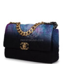 Chanel Large 19 Flap Bag Purple and Blue Wool Tweed Mixed Hardware