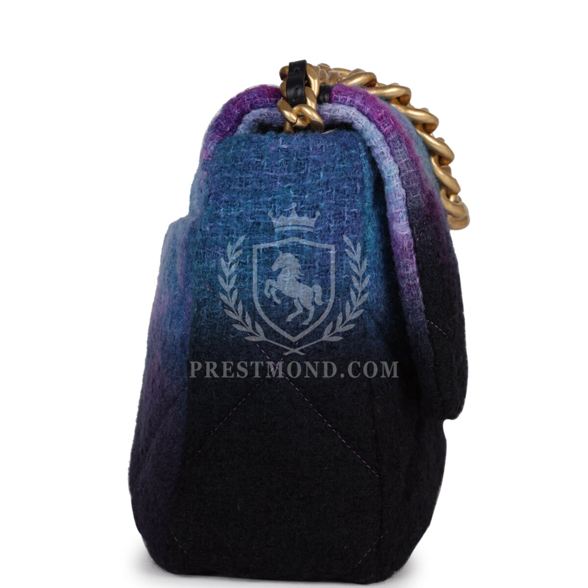 Chanel Large 19 Flap Bag Purple and Blue Wool Tweed Mixed Hardware — изображение 3