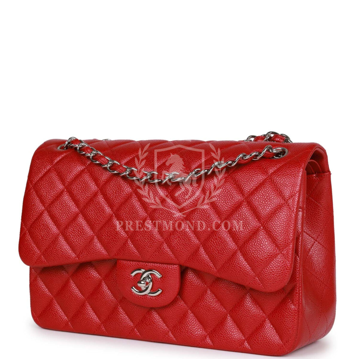Chanel Jumbo Classic Double Flap Bag Metallic Red Caviar Silver Hardware — изображение 5