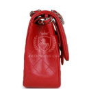 Chanel Jumbo Classic Double Flap Bag Metallic Red Caviar Silver Hardware