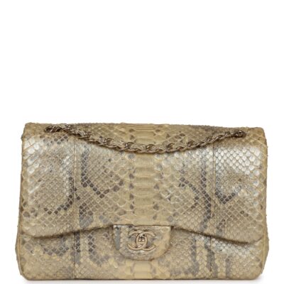 Chanel Jumbo Classic Double Flap Gold Metallic Python Gold Hardware