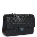 Chanel Jumbo Classic Double Flap Bag Black Caviar Silver Hardware