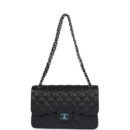 Chanel Jumbo Classic Double Flap Bag Black Caviar Silver Hardware